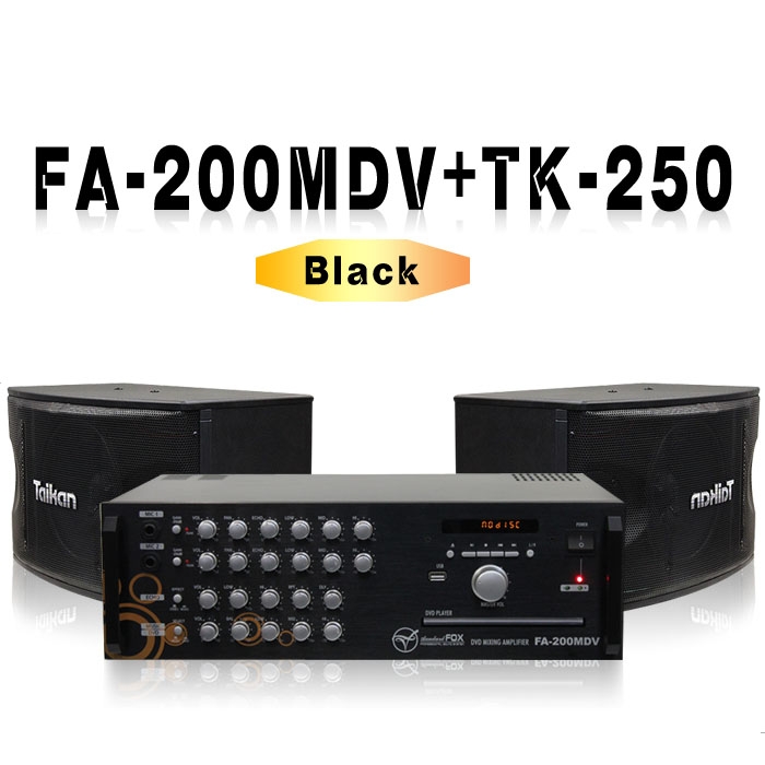 FA-200MDV+TK-250/1조2개,DVD,USB,마이크1,2,AUX,300와트,스피커1조2개