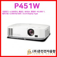 P451W/NEC P451W, 기본밝기: 4,500안시, 해상도: WXGA(1280 x 800), 램프수명: 6,000시간