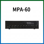 MPA-60/마이크1,2,3/마이크1뮤트기능/AUX1,2/라인출력/챠임/3회로셀렉터/AC,DC24V겸용/60와트